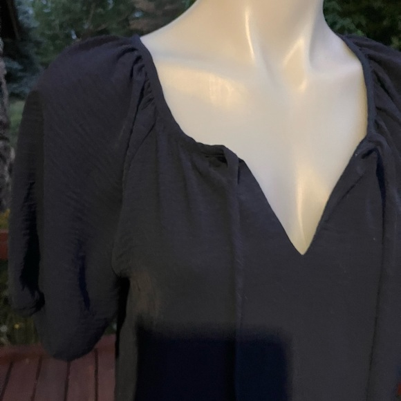 DKNY Navy Blue Dress with Puff Sleeves and ruffle hem S - Picture 2 of 8
